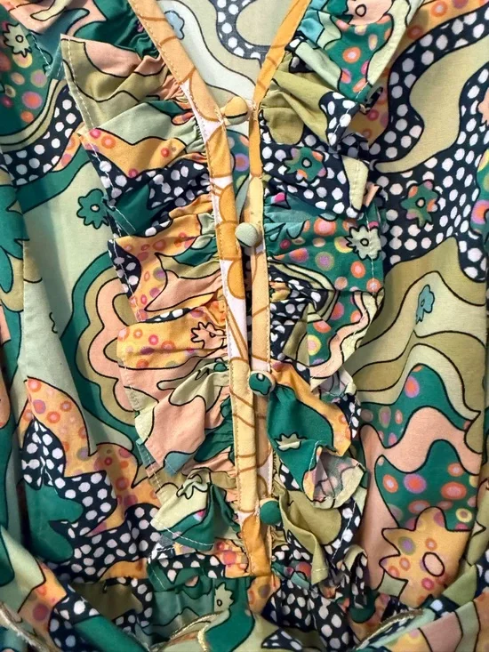 Celia B. Green funky Floral Print V-Neck Midi Dress - Picture 5 of 11